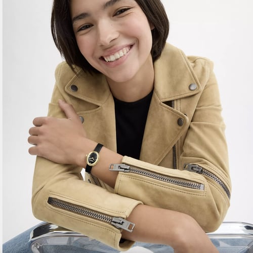 Coach Leather Watch Black and Gold