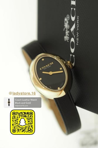 Coach Leather Watch Black and Gold