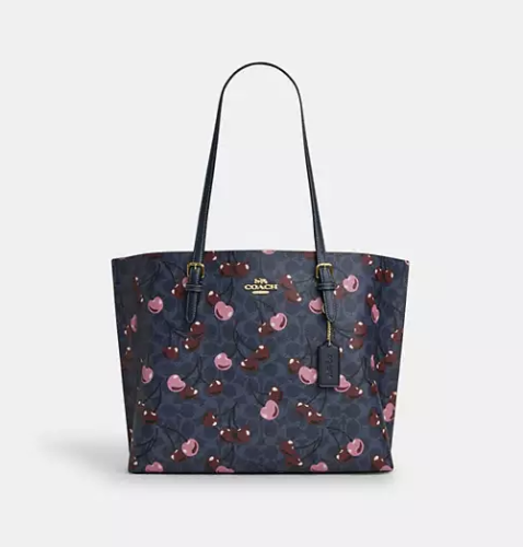 Coach Mollie Tote In Signature Canvas With Cherry...