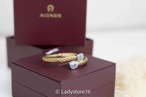 Aigner DOUBLE A-LOGO BANGLE Gold and Silver