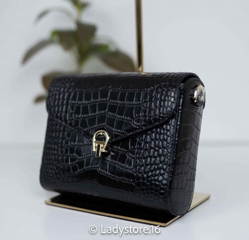 Aigner Pria Croc Leather Black