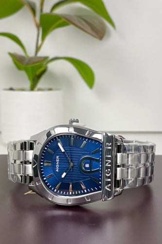 Aigner Silver with blue men watch