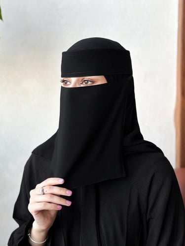 طرحة ربط + نقاب مشبك حرير