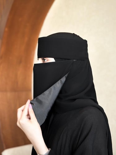 خمار إسلامي + نقاب مرد مشبك أو ربط حسب إختيارك