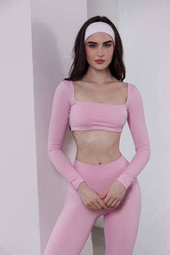Freedom set WITH Long Sleeve Crop PINK قطعتين