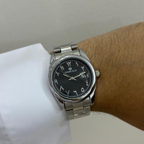 ساعة فندربلو رجالي بسير الستيل ميناء اسود