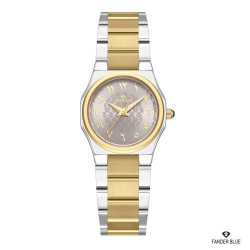 ساعة فندربلو نسائي بسير الستيل فضي ذهبي ميناء رماد...