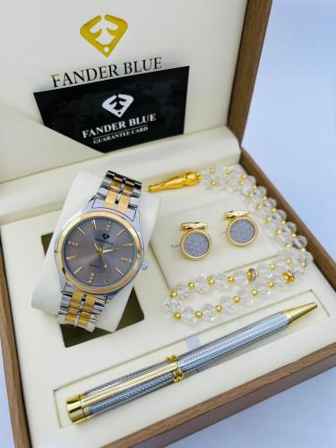 طقم رجالي فندربلو استيل - ساعة وكبك وقلم فاخر 1