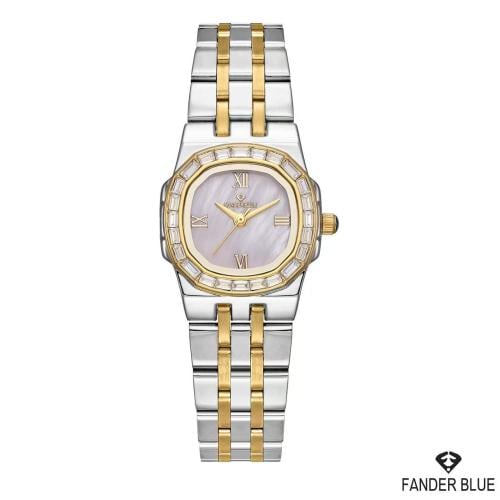 ساعة فندربلو نسائي بسير الستيل ذهبي فضي ميناء ابيض