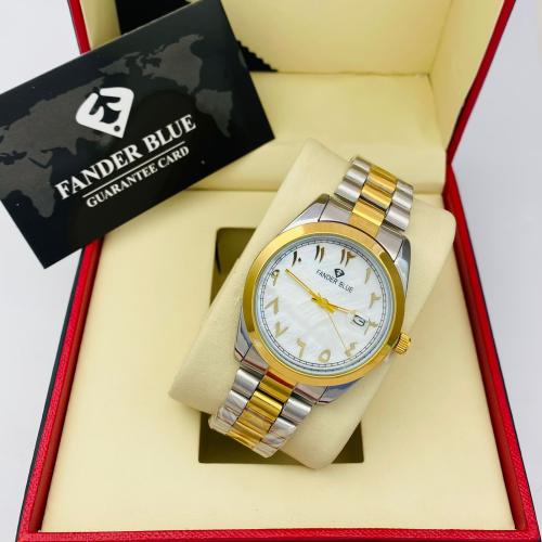 ساعة فندربلو رجالي بسير الستيل ميناء ابيض