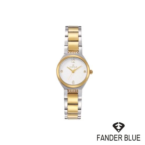 ساعة فندربلو نسائي بسير الستيل ذهبي فضي ميناء ابيض