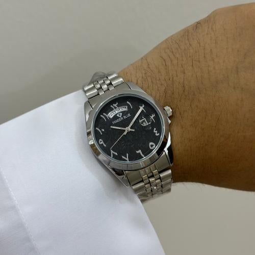 ساعة فندربلو رجالي بسير الستيل ميناء اسود