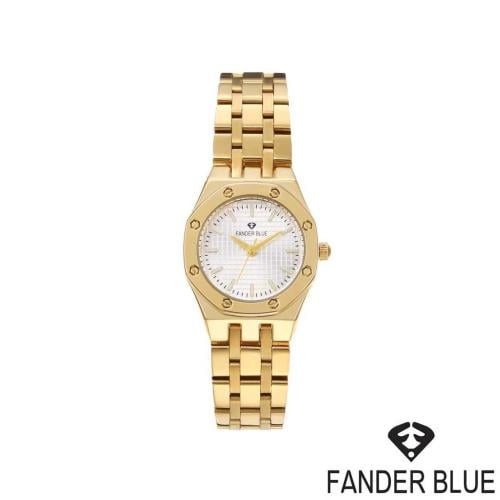 ساعة فندربلو نسائي بسير الستيل ذهبي ميناء ابيض