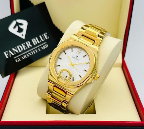 ساعة فندربلو رجالي بسير الستيل ميناء ابيض