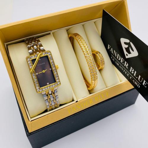 طقم فندربلو نسائي بسير الستيل واسوار وخاتم