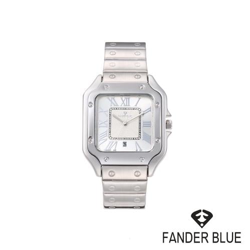 ساعة فندربلو رجالي بسير الستيل ميناء ابيض
