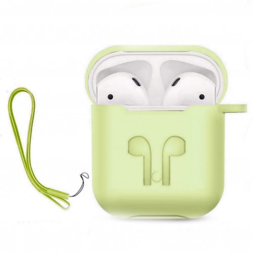 حافظة سماعة أبل الاسلكية AirPods سليكون مع الحبل ا...