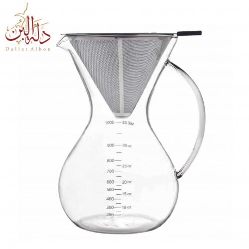 اداة تحضير القهوة من الزجاج مع فلتر ستانلس ستيل 10...