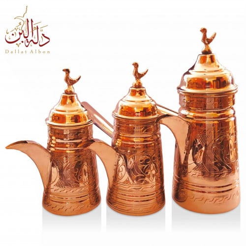 إبريق قهوة تركي نحاسي - لون وردي ذهبي