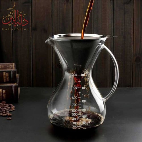 اداة تحضير القهوة من الزجاج مع فلتر ستانلس ستيل 10...