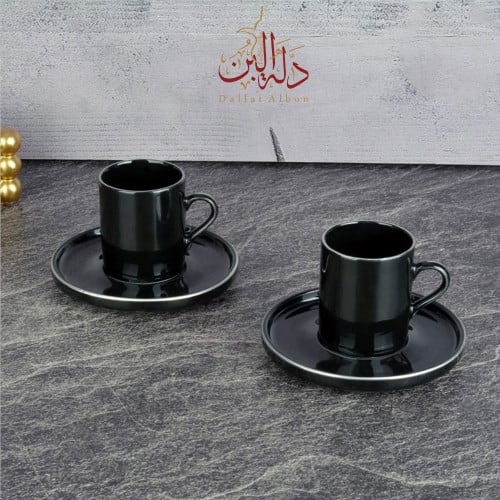 فنجان اسبرسو بورسلان - لون اسود بلاتيني عدد2