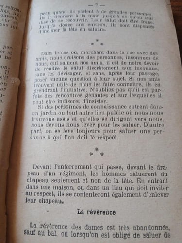 savoir vivre et usages mondains (P1)