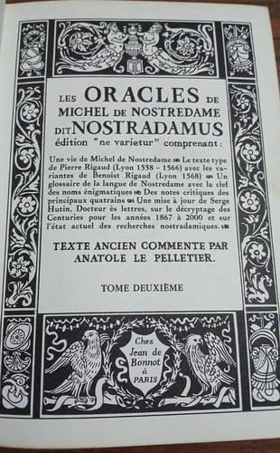 les oracles de michel de nostredame dit nostradamu...