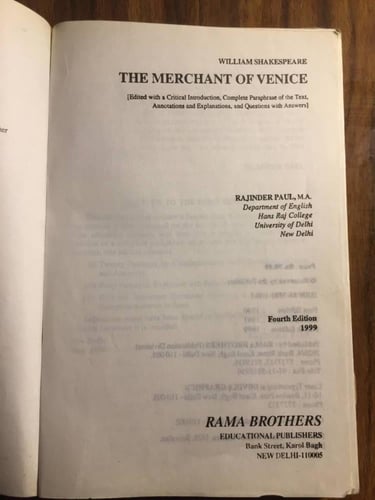 The merchant of Venice - Rajinder Paul (P20)