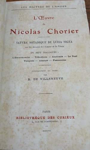 loeuvre de nicolas chorier (L13)