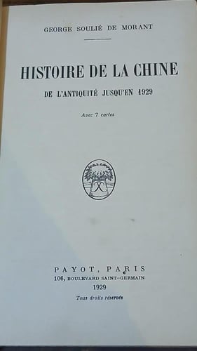 histoire de la chine de lantiquite jusquen 1929 (T...