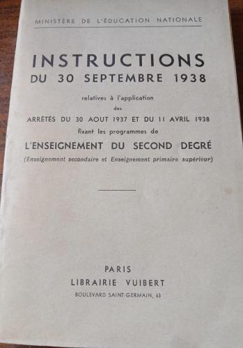 (E13)instructions du 30 septembre 1938