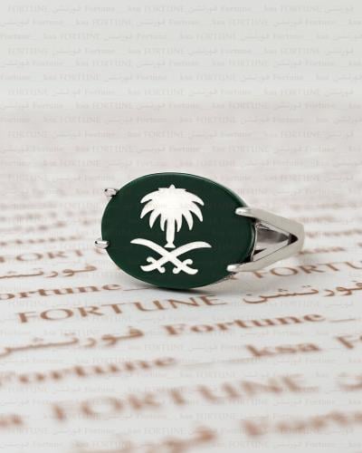 خاتم ملكي فضه أخضر