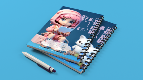 تصميم جاهز دفتر مدرسي شخصية Cute