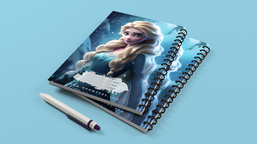 تصميم جاهز دفتر مدرسي شخصية ملكة الثلج