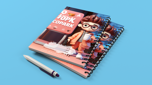 تصميم جاهز دفتر مدرسي شخصية Cute