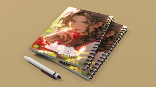تصميم جاهز دفتر مدرسي شخصية أريس غاينزبورو aerith...