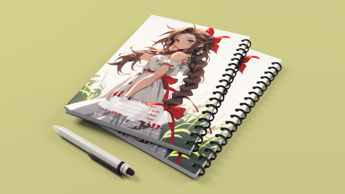 تصميم جاهز دفتر مدرسي شخصية أريس غاينزبورو aerith...