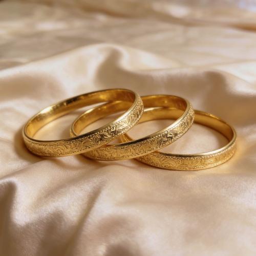 Wide ring with classical laser engraving, gold, 21 karat, size 18