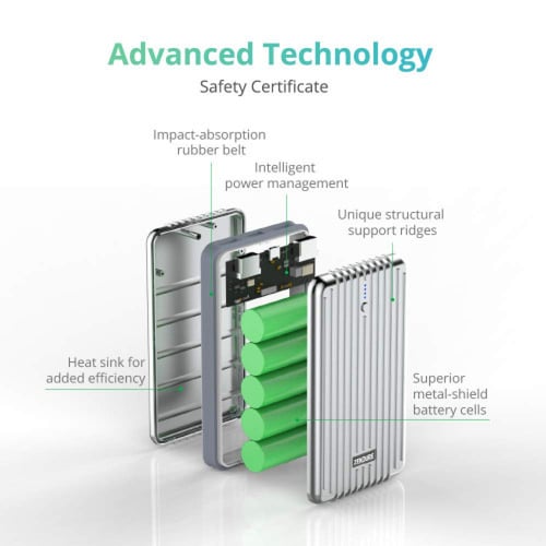 شاحن متنقل زندور بسعة 16750 PD مخرجين أسود A5PD