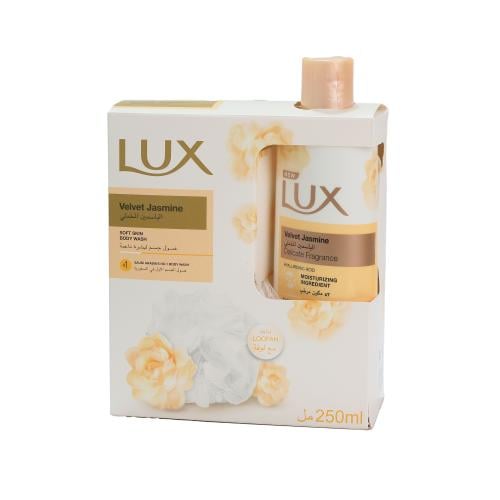 لوكس سائل استحمام مع ليفه 250 مل لمسه مخمليه