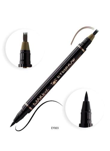 ميك اوفر قلم مزدوج لتحديد الحاجب والعين اسود بني ن...