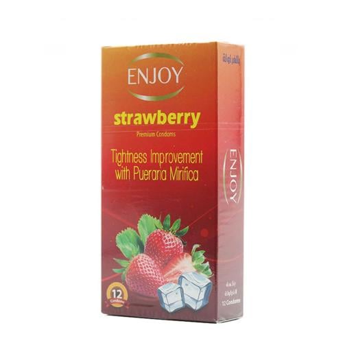 انجوي كوندومز 12 قطعة بالفراولة