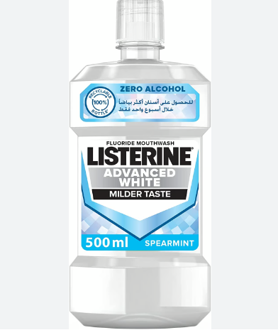 ليسترين غسول فم بالفلورايد لتبيض الاسنان 500 مل