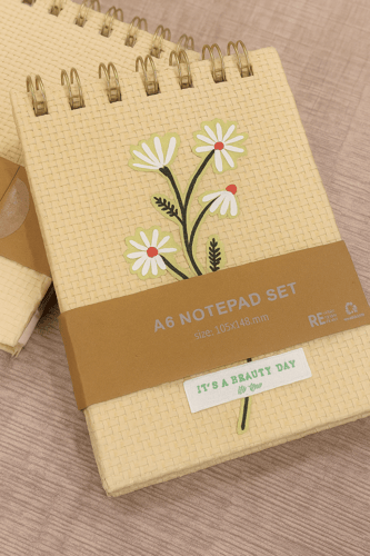 دفتر ملاحظات أنيق بحجم A6 بتصميم زهري