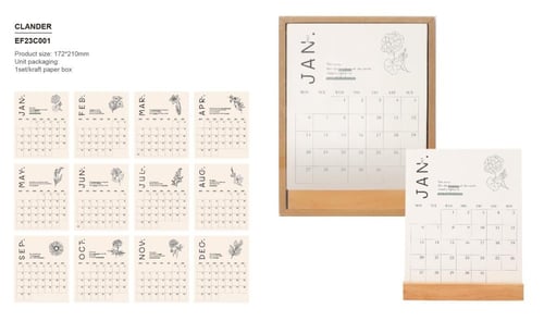 تقويم مكتبي وبطاقات شهرية قابلة للكتابة