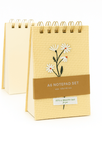 دفتر ملاحظات أنيق بحجم A6 بتصميم زهري