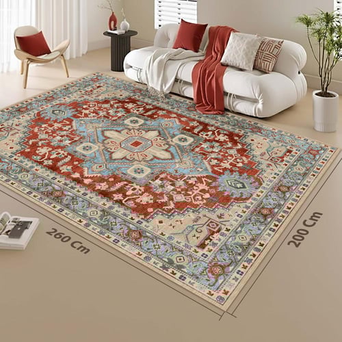 سجادة تركواز الأحمر الصدئ | نمط قبلي هندسي تراثي |...