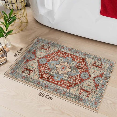 سجادة تركواز الأحمر الصدئ | نمط قبلي هندسي تراثي |...