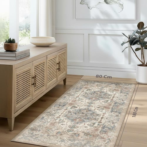 سجادة غرفة باهتة | تصميم شرقي بألوان محايدة