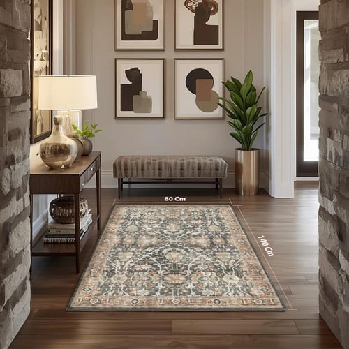 سجادة تراثية عتيقة داكنة | مثالية لغرف المعيشة ذات...